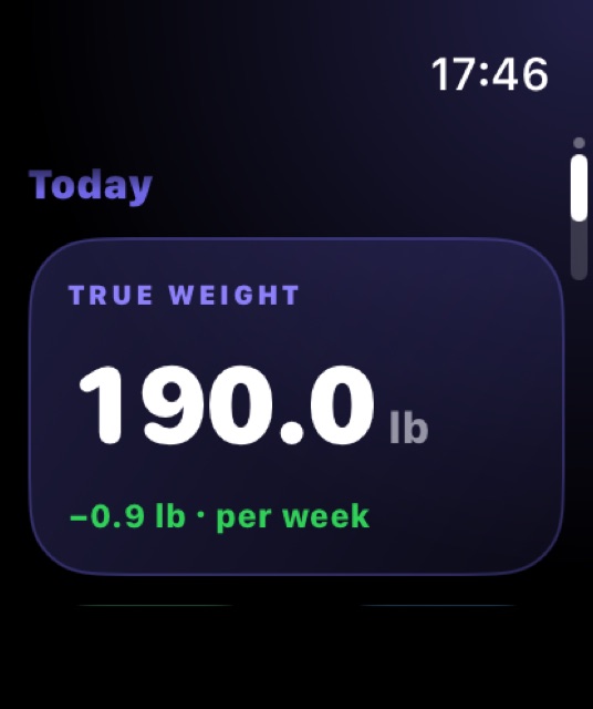 Weighly Apple Watch screenshot: Today