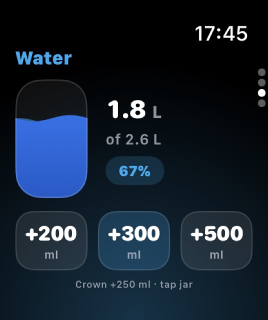 Weighly Apple Watch screenshot: Water
