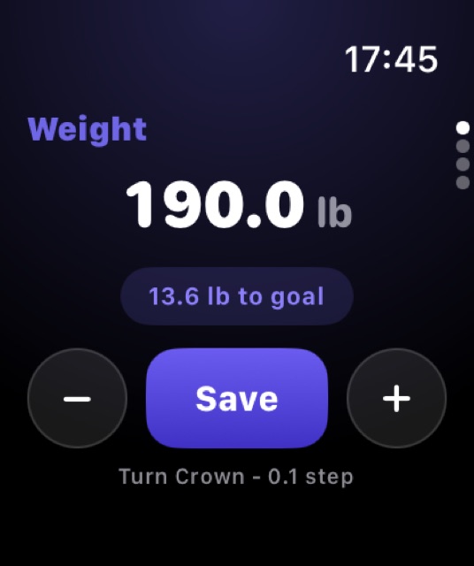 Weighly Apple Watch screenshot: Weight